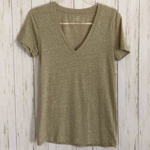 J. CREW Slub V Neck Cotton Tee B22
